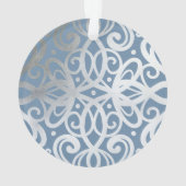  blauw & Zilver Crest Baby's Eerste Kerstmis Ornament (achterkant)