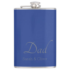 Blauw & Zilver "Dad" Vinyl verpakte fles Heupfles
