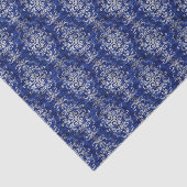 Blauw Zilver Damask  Patroon Tissuepapier (Detail)