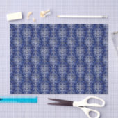 Blauw Zilver Damask  Patroon Tissuepapier (Craft)