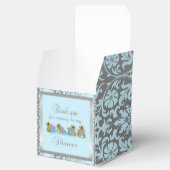 Blauw & Zilver Damast Teddy Bears | BABY SHOWER Bedankdoosjes (Geopend)