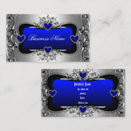 Blauw Zilver Diamant Afbeelding Harten Elegant Visitekaartje