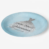 Blauw Zilver Diamant Sparkle Gown Quinceanera Papieren Bordje (Gekanteld)