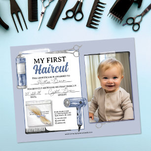Blauw & Zilver Eerste Kapsel Haar Salon Certificaa