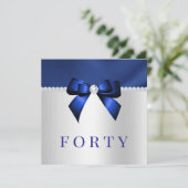 Blauw, zilver en diamanten 40e verjaardag kaart (Staand voorkant)