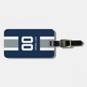 Blauw, zilver en gestreept Football Jersey Bagagelabel (Voorkant horizontaal)