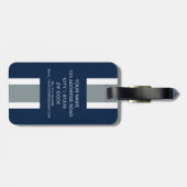 Blauw, zilver en gestreept Football Jersey Bagagelabel (Achterkant horizontaal)