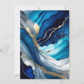 Blauw, Zilver en Goud Alcohol Inkt 21ste Verjaarda Kaart (Achterkant)