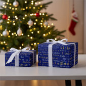 Blauw, Zilver en Goud Naam Custom Wrapping Paper Cadeaupapier