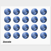 Blauw, zilver en wit kerstgroet ronde sticker (Vel)