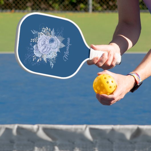  blauw & zilver, gepersonaliseerd pickleball paddle (Insitu)