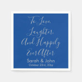 Blauw Zilver Gepersonaliseerde Script bruiloft rec Servet (Voorkant)