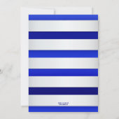 Blauw Zilver Gestreept Repetitie Diner Uitnodiging (Achterkant)