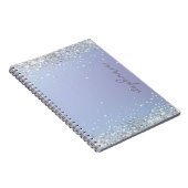 Blauw Zilver Glitter Aangepast Notitieboek (Rechterzijde)