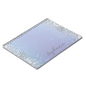 Blauw Zilver Glitter Aangepast Notitieboek (Linkerzijde)
