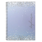 Blauw Zilver Glitter Aangepast Notitieboek (Voorkant)