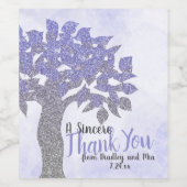 Blauw & Zilver Glitter Boom Fles Label Wijn Etiket (Enkel label)