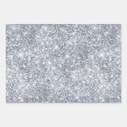 Blauw zilver glitter glam bling trendy stijlvol  inpakpapier vel (Voorkant 3)
