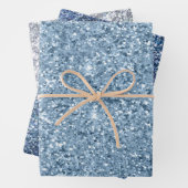 Blauw zilver glitter glam bling trendy stijlvol  inpakpapier vel (In situ)