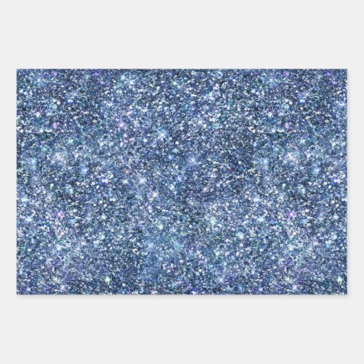 Blauw zilver glitter glam trendy stijlvol  inpakpapier vel (Voorkant 2)
