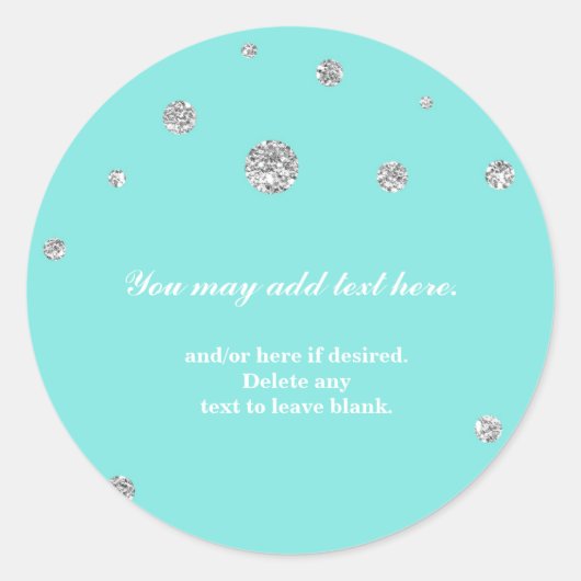 Blauw & Zilver Glitter Moderne Stippen Sticker (Voorkant)
