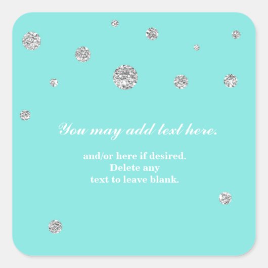 Blauw & Zilver Glitter Moderne Stippen Sticker (Voorkant)