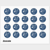 Blauw zilver glitter schrift THANK YOU afstudeerfe Ronde Sticker (Vel)