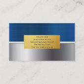 Blauw Zilver Goud Metallic Achtergrond Visitekaartje (Achterkant)