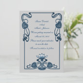 Blauw Zilver Grijs Bloemen Bruiloft Save The Date Kaart (Staand voorkant)