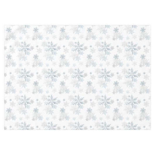 Blauw Zilver Grijs Icy Snowflake Winter Wonderland Tafelkleed (Voorkant (Horizontaal))