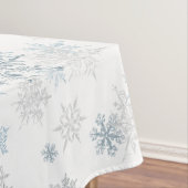 Blauw Zilver Grijs Icy Snowflake Winter Wonderland Tafelkleed (Voorbeeld)