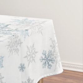 Blauw Zilver Grijs Icy Snowflake Winter Wonderland Tafelkleed