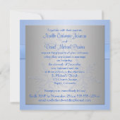 Blauw, Zilver Grijs Sneeuwvlokken Bruiloft Uitnodi Kaart (Achterkant)