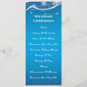 Blauw, zilver-grijze sneeuwvlok trouwprogramma kaa programmakaart (Achterkant)