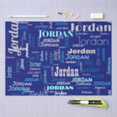 Blauw & Zilver Herhalende Naam Gepersonaliseerd Tissuepapier (Craft)