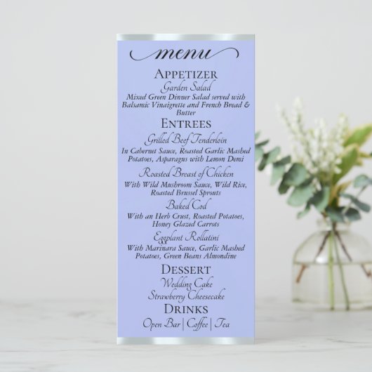 Blauw/Zilver - Initialen & Dank U Menu (Staand voorkant)