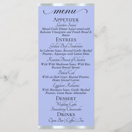 Blauw/Zilver - Initialen & Dank U Menu (Voorkant)