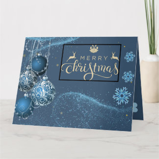 Blauw & Zilver Kerstgroet Vouwkaart Kaart