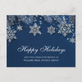 Blauw Zilver Kerstmis Ornament Corporate Groet Briefkaart (Voorkant)