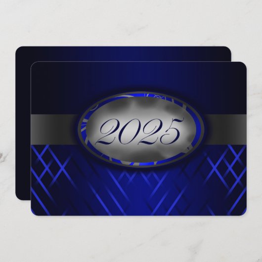 Blauw & Zilver Klasse van 2025 Kaart (Voorkant / Achterkant)