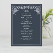 Blauw & Zilver Koninklijke Leeuw Middeleeuws Zwaar Programmakaart (Staand voorkant)