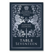 Blauw Zilver Koninklijke Middeleeuwse Leeuw Bruilo Kaart (Achterkant)