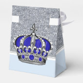 Blauw Zilver Kroonprins Jongen Baby shower Bedankdoosjes (Achterkant)
