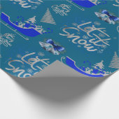 Blauw & Zilver Laat het Sneeuwen op Blauw | Cadeaupapier (Hoek)