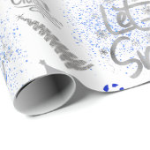 Blauw & Zilver Laat het Sneeuwen op Wit | Cadeaupapier (Rol Hoek)