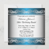 Blauw & Zilver Lint Feest Template Kaart (Achterkant)