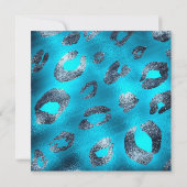 Blauw & Zilver Luipaardprint Uitnodigingen voor Fe (Achterkant)
