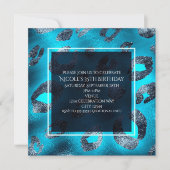 Blauw & Zilver Luipaardprint Uitnodigingen voor Fe (Voorkant)