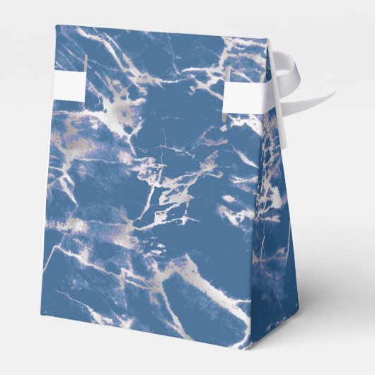 Blauw Zilver Marmeren bruiloft Bedankdoosjes (Achterkant)