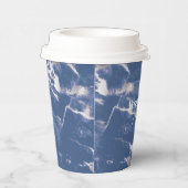 Blauw Zilver Marmeren bruiloft Papieren Bekers (Rechts)